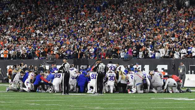 Prayers on the field for Damar Hamlin